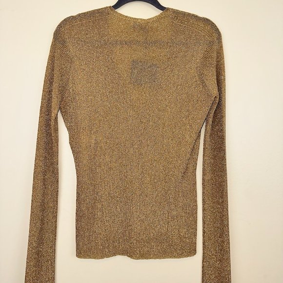 🥳🥂5 X HP🥂🥳 LANVIN METALLIC RIBBED-KNIT CARDIGAN IN GOLD - Picture 11 of 11